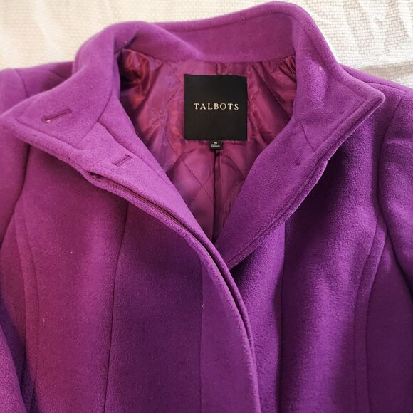 TALBOTS Women's Plum Wool Coat | GREAT CONDITION - Size 10 - Picture 2 of 11